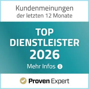 Proven Expert Siegel mit der Auszeichnung für Top Dienstleister.
